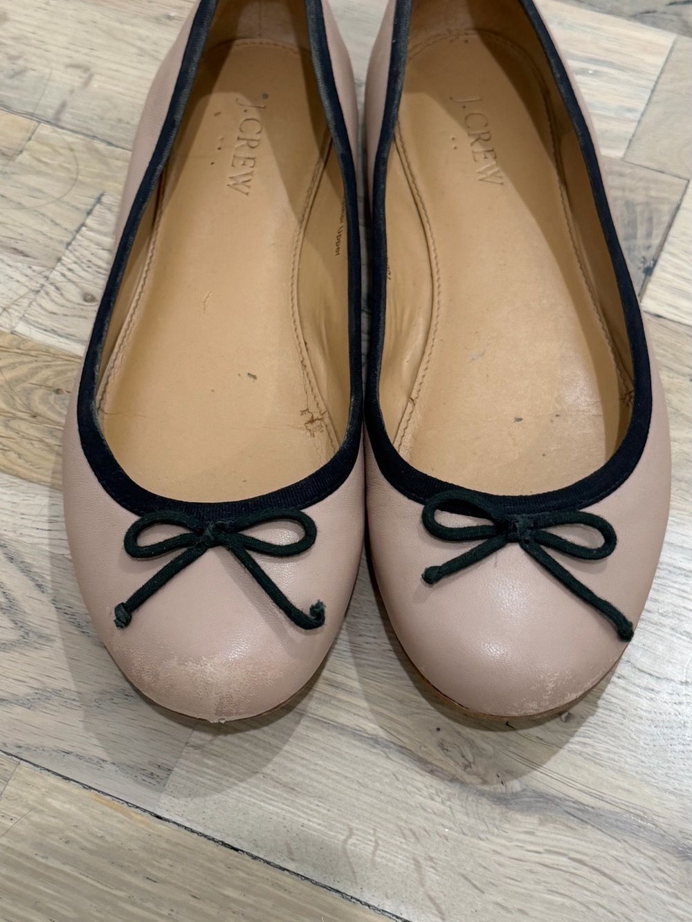 J crew leather Women's Ballet Flats in Blush with Black Trim - Picture 4 of 5